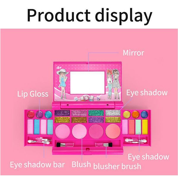 

girls birthday gift dress up stage show party eyeshadow portable makeup toys set kids cosmetic pretend play lip gloss non toxic