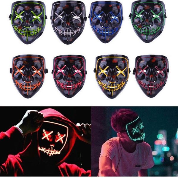 

2019 new halloween mask haunted house ghost horror mask shuffle dance cold light party masks t2i5037