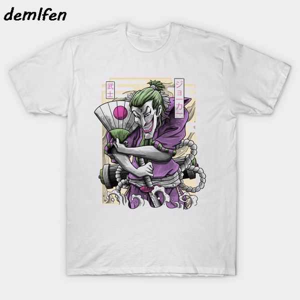 

fashion anime samurai joke t-shirt harajuku streetwear men short sleeve o-neck shirt cotton tees, White;black