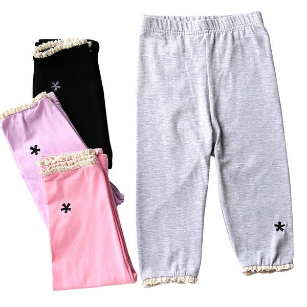 

toddler girls lersure pants 4 colors solid tight trousers big girls elastic lace leggings kids casual clothes girls soft shorts sea 060609, Blue