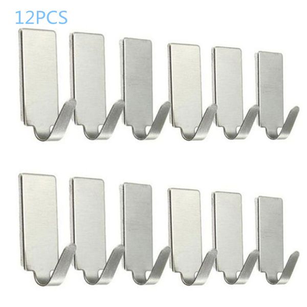 

6pcs self adhesive home kitchen wall door stainless steel holder hook hanger @a