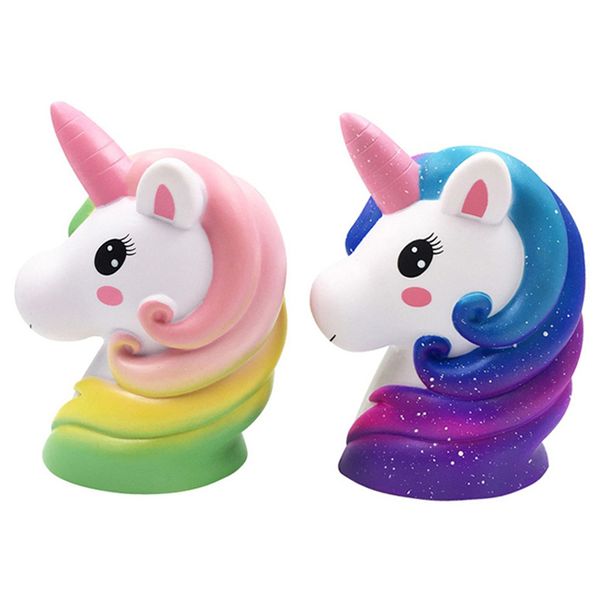 

new jumbo colorful galaxy unicorn horse head squishy cute bread cake scented slow rising soft squeeze toy fun for kid xmas gift