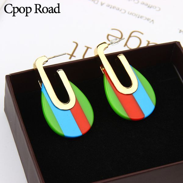 

cpop new fashion geometric hoop earrings for women creative exaggeration heart acrylic earring hoops fashion jewelry accessories, Golden;silver