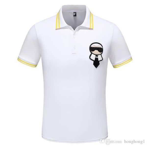 

19ss мужчины поло бренд летняя вышивка рубашка поло мужчины с коротким рукавом повседневные рубашки мужские твердые рубашки поло плюс мужчин, White;black
