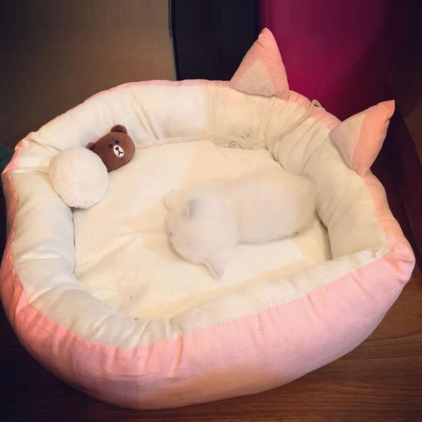 

cat litter winter warm dog kennel small dog four seasons universal net red ins removable cat bed mat supplies