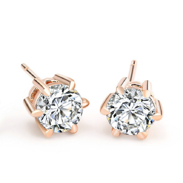 

silver-plated six-claw fashion stud earring ladies stud earring, Golden;silver
