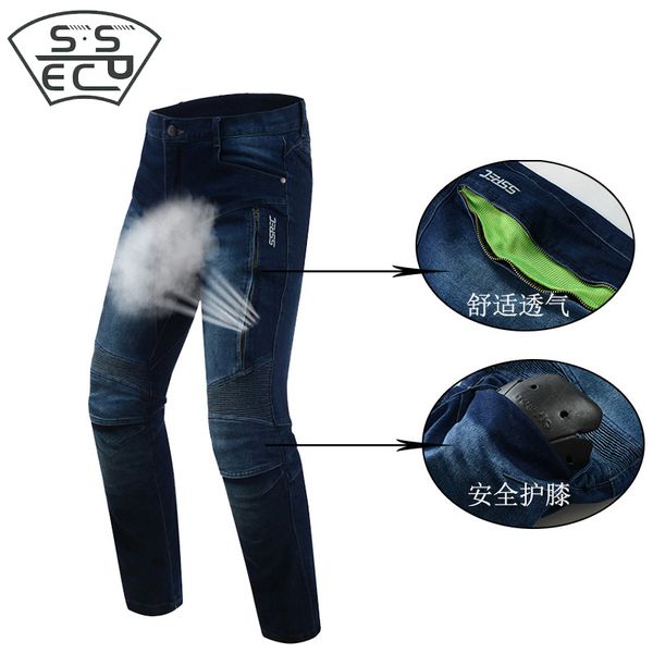 

sspec new high-quality jeans men's motorcycle pant off-road knee protection racing pant spring summer breathable biker jeans