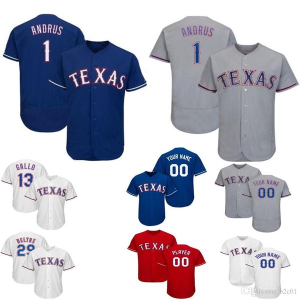 

Texas 1 Elvis Andrus 12 Rougned Odor 13 Joey Gallo 30 Nomar Mazara Rangers 29 Adrian Beltre 7 Ivan Rodriguez 34 Nolan Ryan Jersey Men