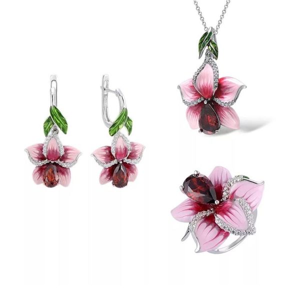 

luxury fashion enamel jewelry sets women and customized handmade enamel ring for women jewelry, Silver