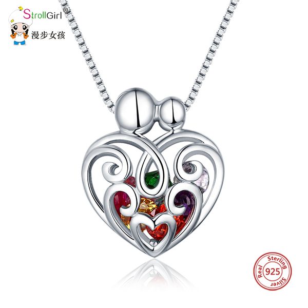 

strollgirl personalize 925 sterling silver heart cage birthstone necklace women fashion jewelry valentine gift ing