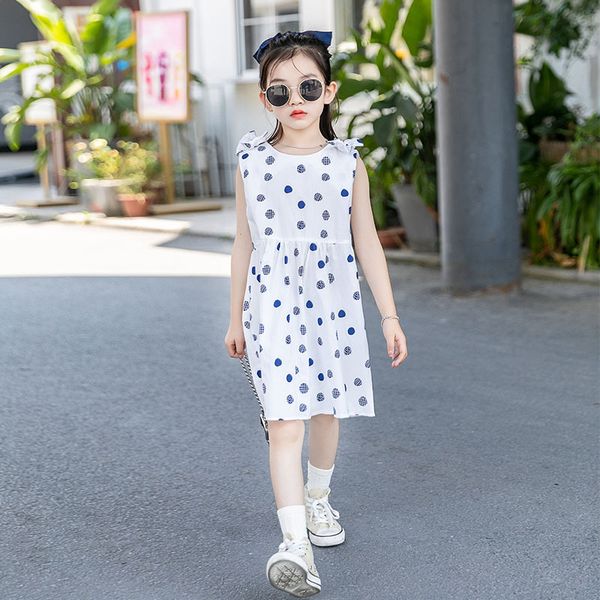 

baby girl children's clothing 2020 new children's polka dot dress summer dress fashion girls vest clothes, Red;yellow