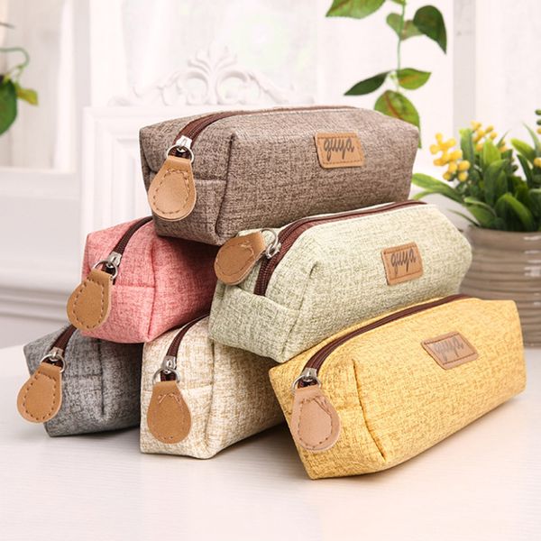 

simple style pencil case canvas pencil bag high capacity pen case for kids girls gifts school office supplies stationery
