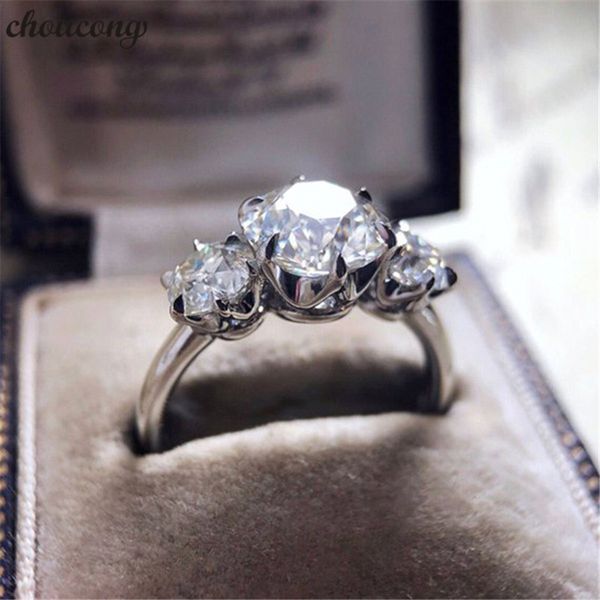 

choucong handmade promise ring 925 sterling silver 5a cz engagement wedding band rings for women bridal fine jewelry gift, Slivery;golden