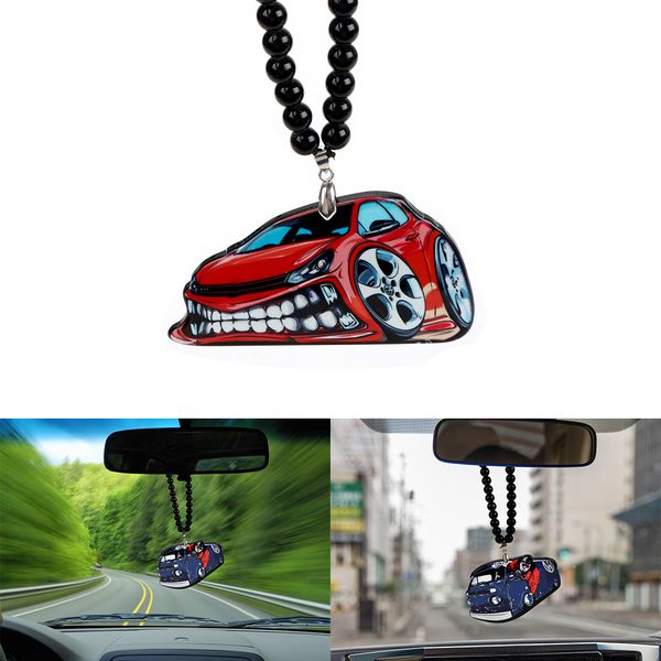 

car pendant acrylic bus car rear view mirror hanging ornament interior accessories auto decoration car-styling