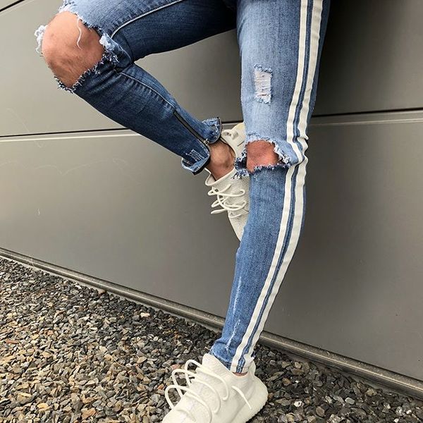 

2018 new summer spring thin jeans men male homme ripped jean trousers biker jeans pencil pants jeans