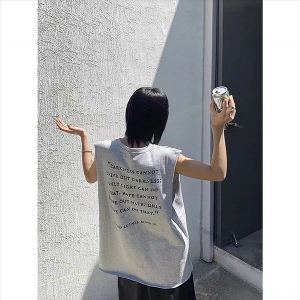 

2020 women's fashion clothes versatile round collar trendsetter sleeveless clothing t-shirt clothing t-shirt ins super cool bfwind summ, White