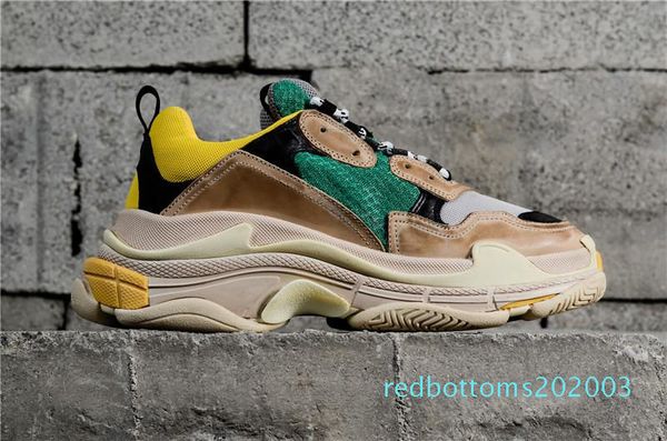 

2019 multi luxury triple s designer low old dad sneaker combination soles mens womens fashion casual shoes high r03, Black