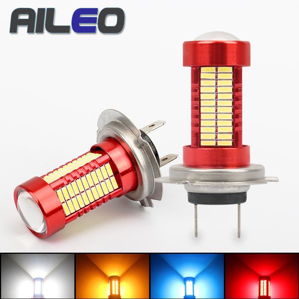 

aileo h7 светодиодные лампы super bright 4014 чип 106 smd автомобилей противотуманные фары 12v 24v 3000k 6000k белый желтый синий красный