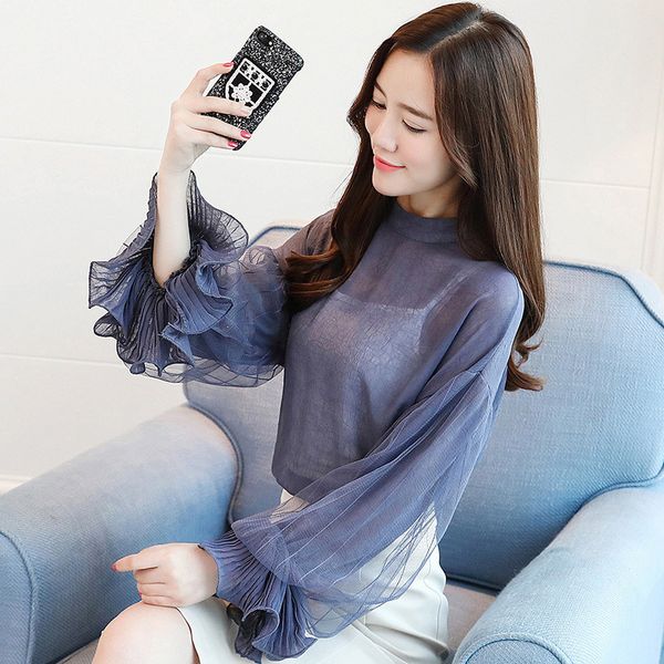

2019 casual female chiffon blouse women clothing plus size women and blouses ruffless summer autumn long sleeve white shirt