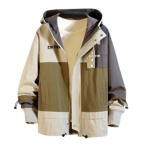 

gray pink slim japan style daily wearing men casual winter patchwork long sleeve pocket party coat hooded outwear coat jacket, Black;brown
