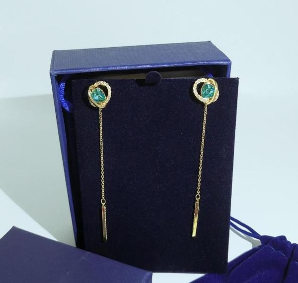 

2019 new earrings blue diamond heart shaped circle pendant earrings women jewelry, Silver