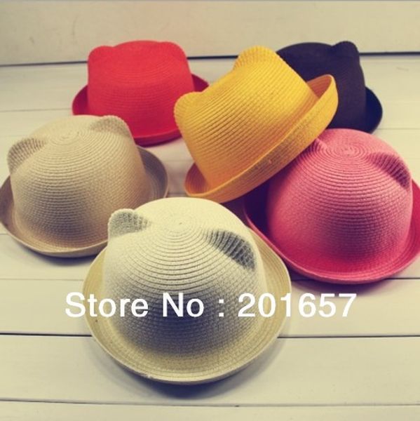 

fashion women wide large brim floppy bohemia cat ear ear sun straw hat cap ing, Blue;gray