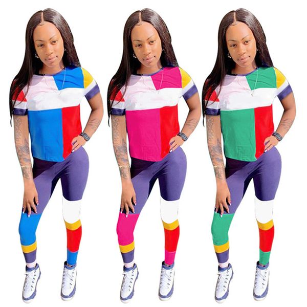 

C women 2 piece et outfit hort leeve t hirt track uit port wear embroidery letter tee legging ummer clothe 86