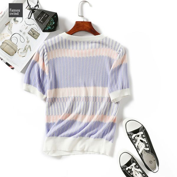 

летняя футболка top женщины вязаные короткие рукава женщины tee shirt высокой эластичностью дышащий женский лоскутная tshirt, White