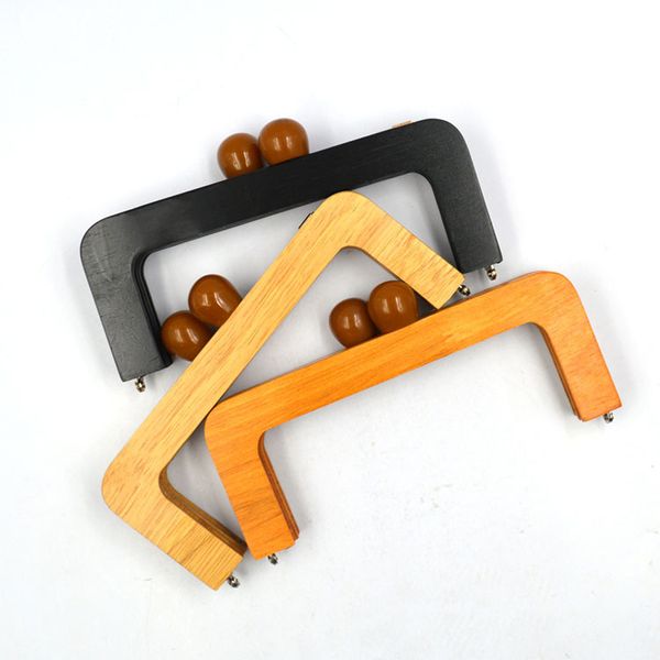 

20x8cm solid wood purse frame diy bag making clasp kiss buckle lock 3pcs/lot, Black