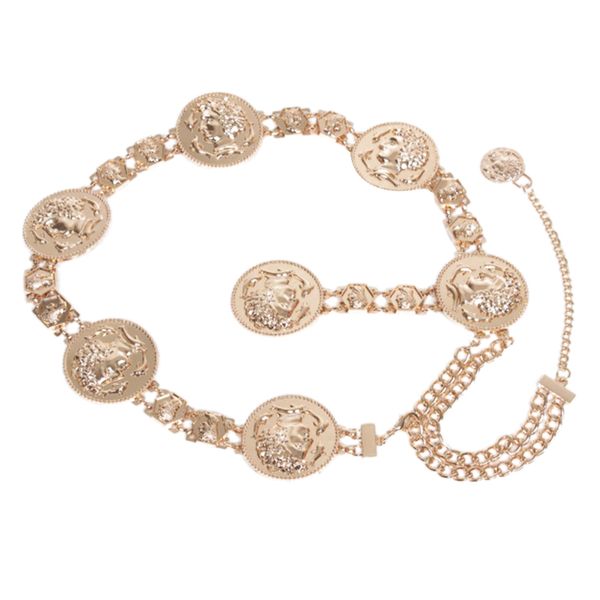 

новая мода цепи пояса для женщин золотого монета дельфина металлы талии ремень женщина одежда аксессуары, Black;brown