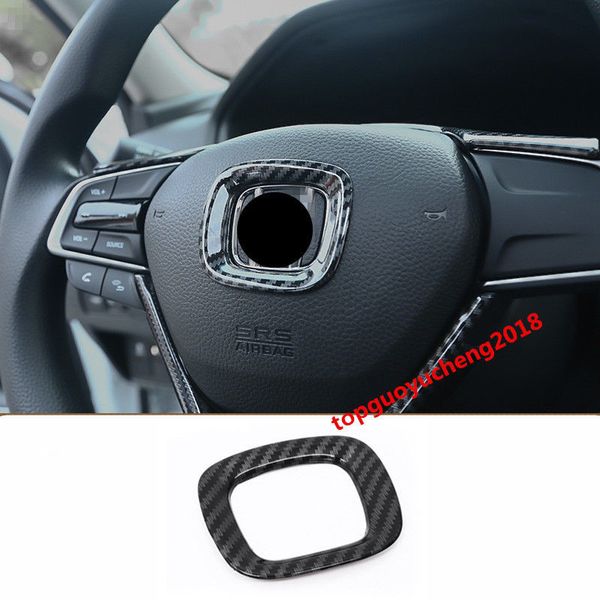 

carbon fiber interior steering wheel logo circle trim fit for honda accord 2018
