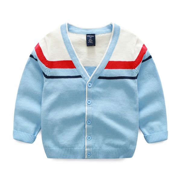 

knitted boys sweaters striped cotton kids cardigan sweaters long sleeve knitting patterns children autumn boys clothing, Blue