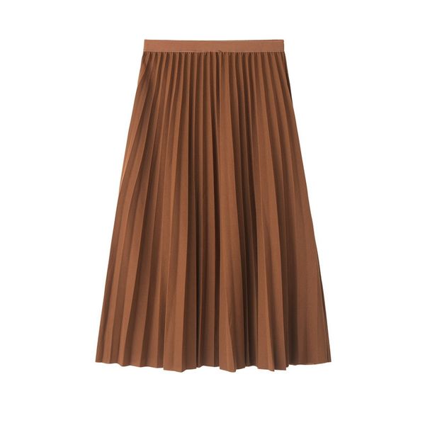 

women pleated midi autumn skirt women skirt high waist female jumper ladies a-line midi saia vintage spring, Black