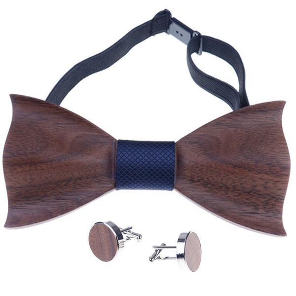 

new wooden tie pocket square cufflink wood bow tie men accessories wedding fashion wooden bow ties set wholesale, Blue;purple
