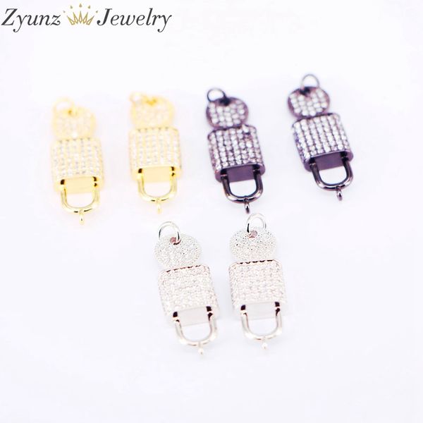 

10pcs, micro pave cz crystal lock key connector beads, fashion link beads for necklace/bracelet jewelry making