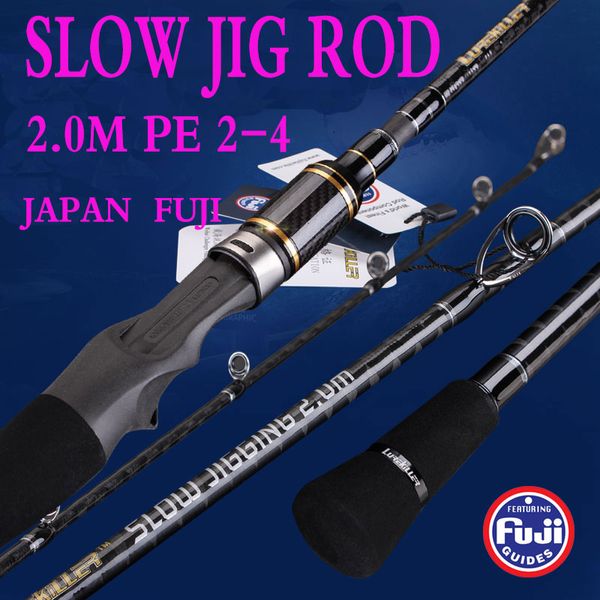 

japan full fuji parts slow jigging rod 2.0m pe 2-4 lure weight 100-300g 20kgs spinning/casting boat rod ocean fishing