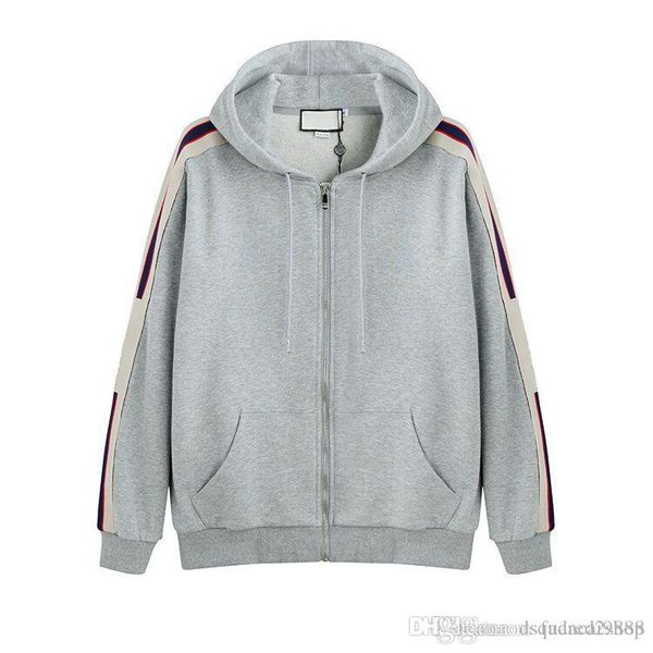 

gray 19ss italy fashions fashion brands new hooded zip-up sweatshirt with logo stripe men's hoodies women sweatshirts man clothing g03, Black