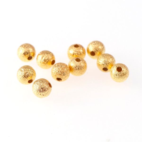 

100pieces 4/5/6mm silver gold round copper spacer beads frosted beads for bracelet necklace jewelry making