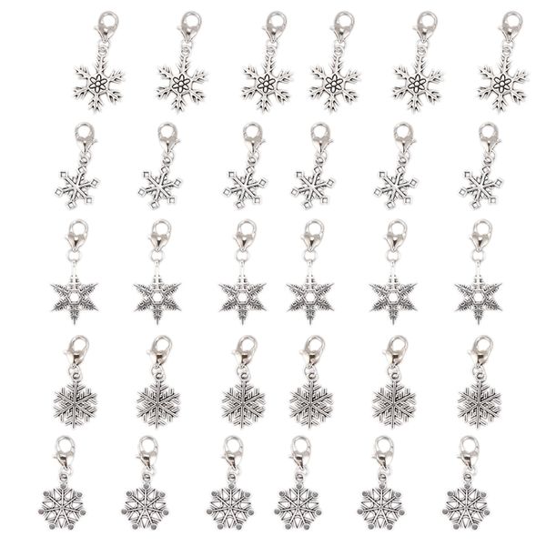 

30 christmas snowflake clip on charm fit chain bracelet