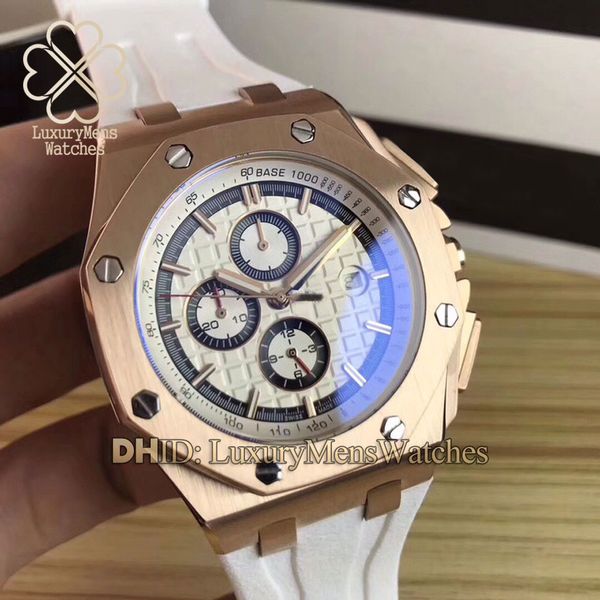 

montres de luxe pour hommes whiter rubber strap 42mm 26402cb.oo.a010ca.01 automatic movement 316l steel calendar mens watch montres de luxe, Slivery;brown