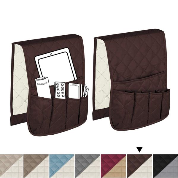 

one pair storage non-slip couch sofa chair armrest organizer with 5 pockets for phone book magazines tv remote control