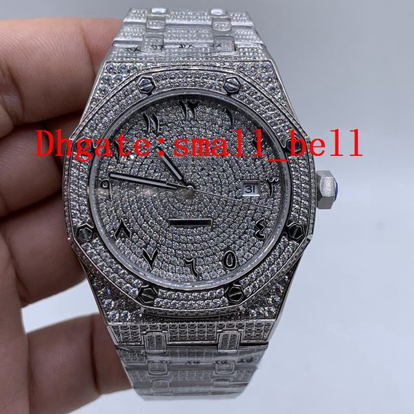 

2019 factory new 15400st all-ice из нержавеющей стали мужские часы с бриллиантами импорт 8215 автоматическое оборудование 42 мм мужские часы, Slivery;brown