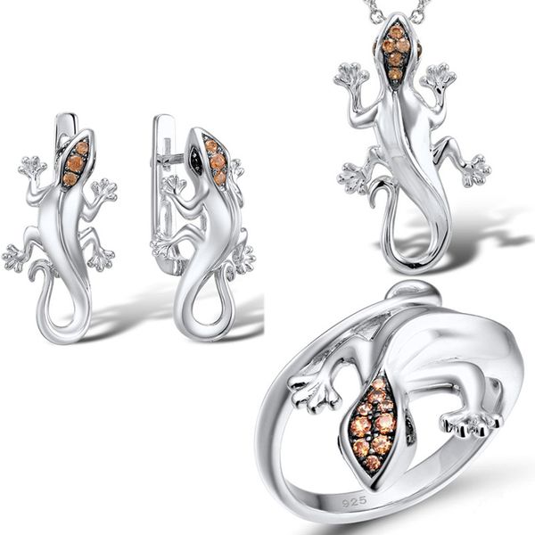 

2019 классический gecko серьги ожерелье кольцо подвеска браслет оригинальный s925 silver женщины свадебные украшения