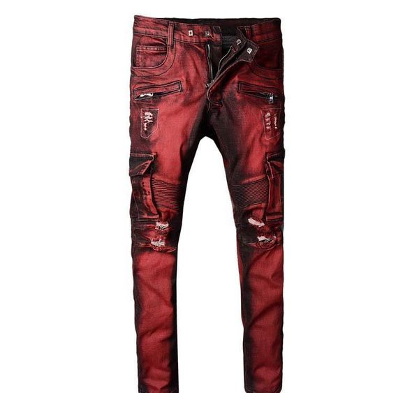 

mcikkny men s slim jeans multi-pockets straight motorcycle denim trousers fashion designer streetwear jean joggers size 29-42, Blue