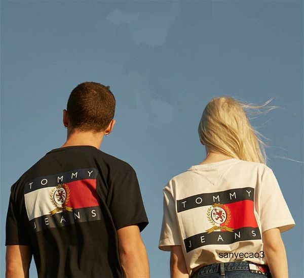 

tommy hilfiger мода новый летний дизайнер мужская футболка топы письмо вышивка футболка мужская одежда бренд с коротким рукавом dropshipping, White;black