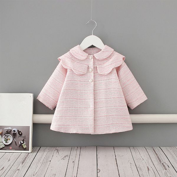

2020 baby girls trench kids coat peter pan collar a-line spring parka kids outerwear 0-4y, Blue;gray