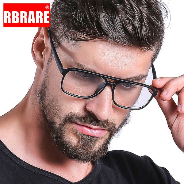 

rbrare square glasses frame men retro eyeglasses frames men/women vintage for men anti blue light transparent eyewear okulary, Black