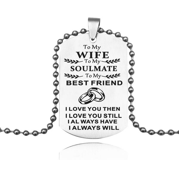 

to my wife husband boyfriends son daughter keychain engraved necklace pendant keychain lover couples kids family gifts, Black