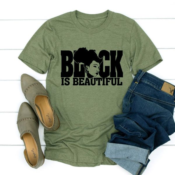 

black is beautiful t-shirt aesthetic powerful afro woman grunge tshirt casual women hipster feminst tee shirt drop shipping, White