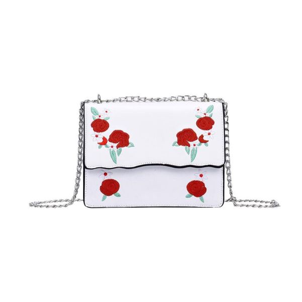 

женщины роуз печать flap сумка сумка клуб мода довольно crossbody сумка белых малых площадей диких цепей плечи диких сумки